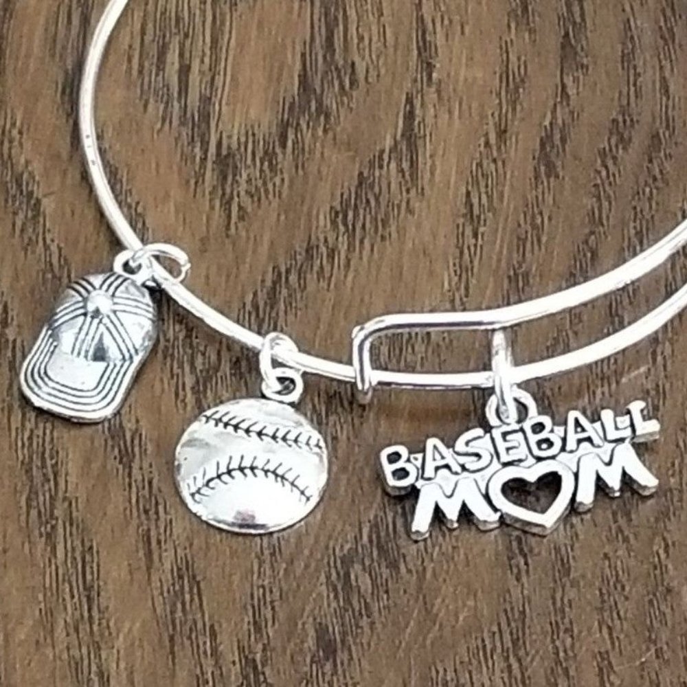 New Silver Baseball Mom Charm Bracelet Mothers Day
